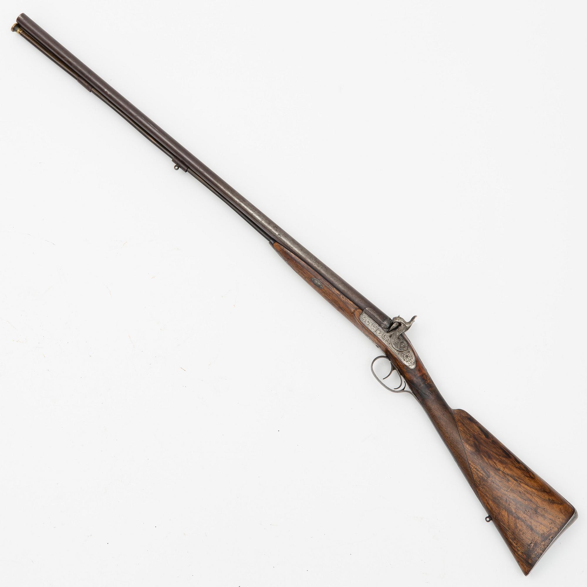 Percussion gun, double barreled, second part of the 19th century.