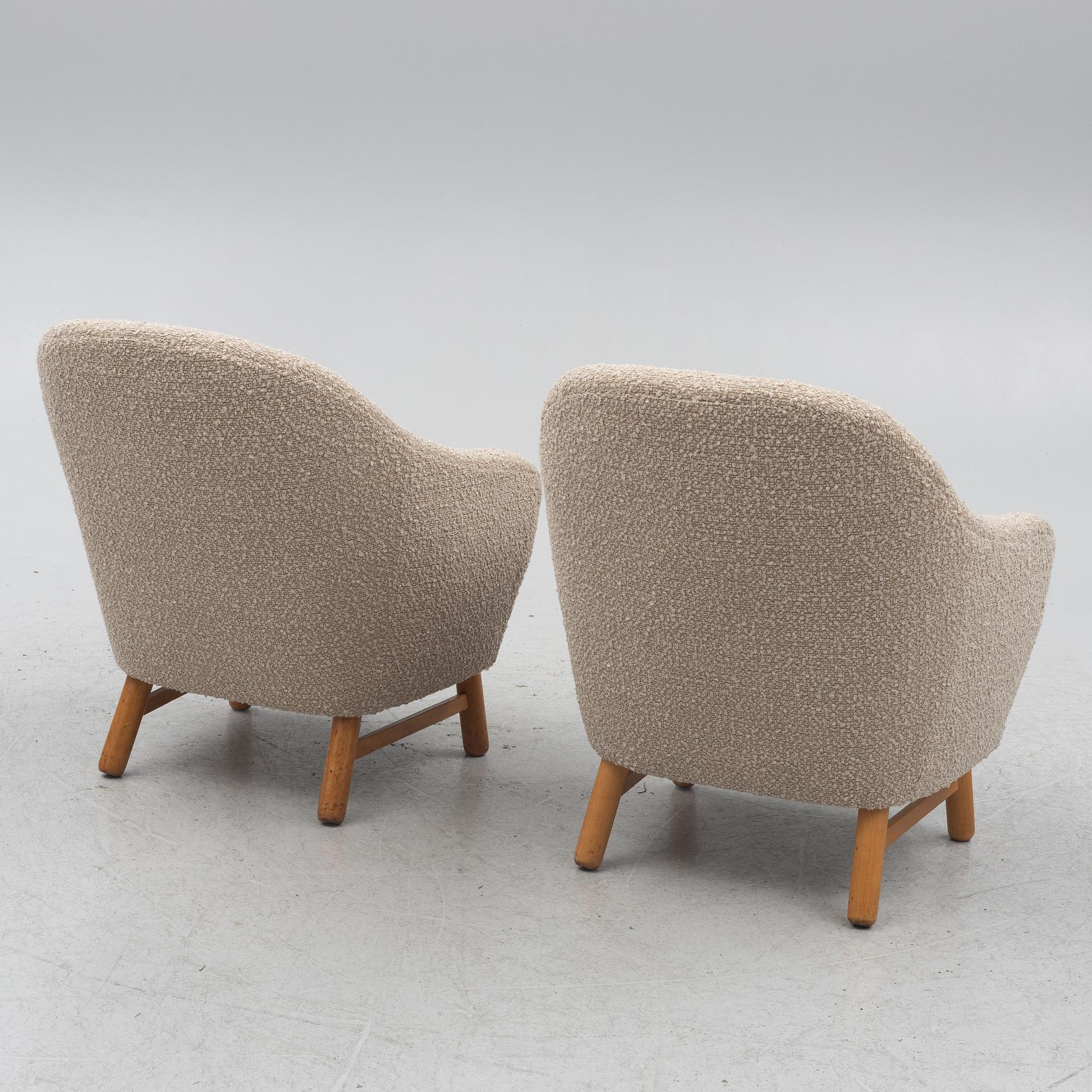 Fåtöljer, ett par, "Annukka", modell 1408, Asko 1950-tal.