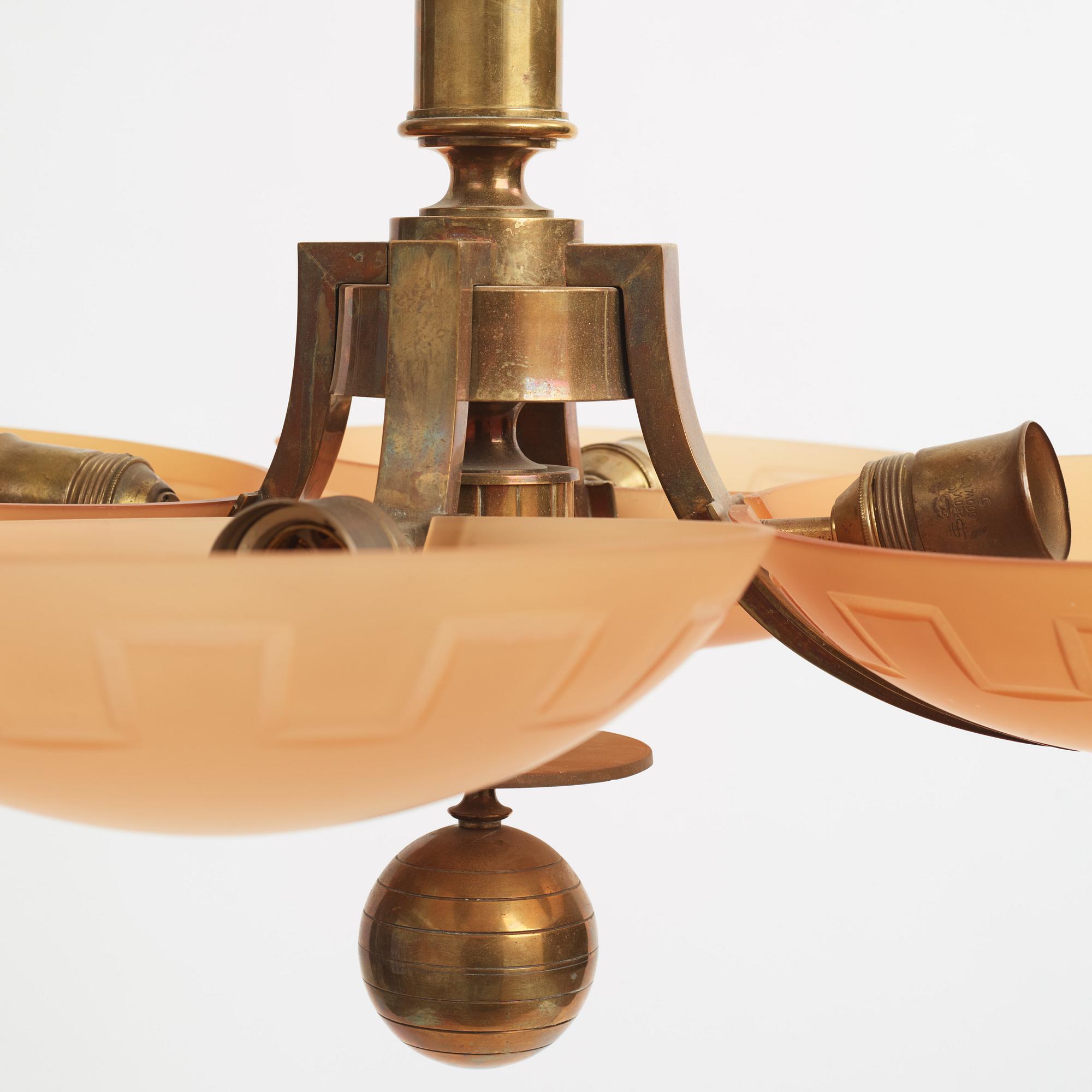 Harald Notini, chandelier, model "10034", Arvid Böhlmarks Lamp Factory, 1930s.