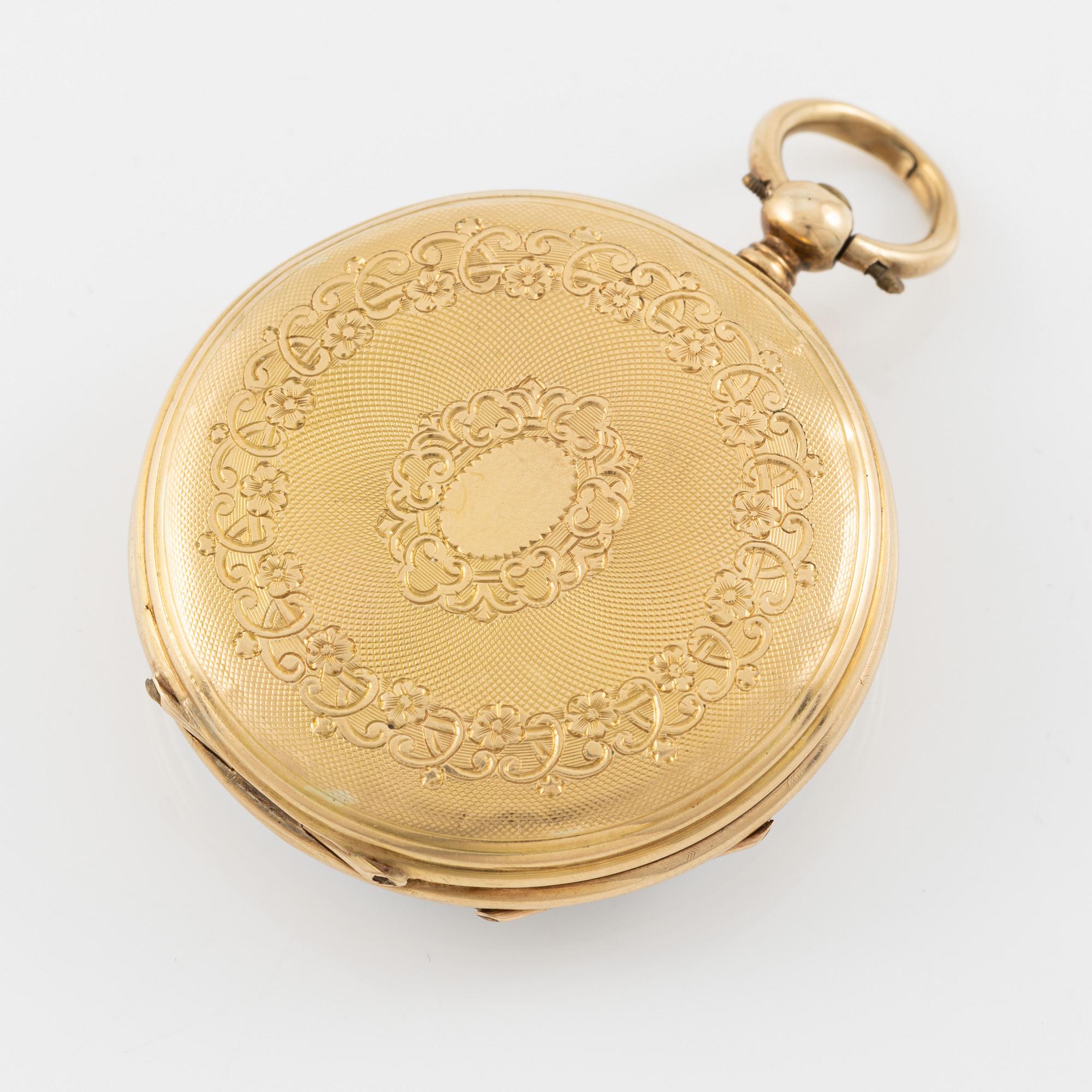 Pocket watch, 18K gold, 37 mm.