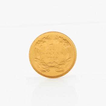 Gold coin 1 dollar USA 1868.