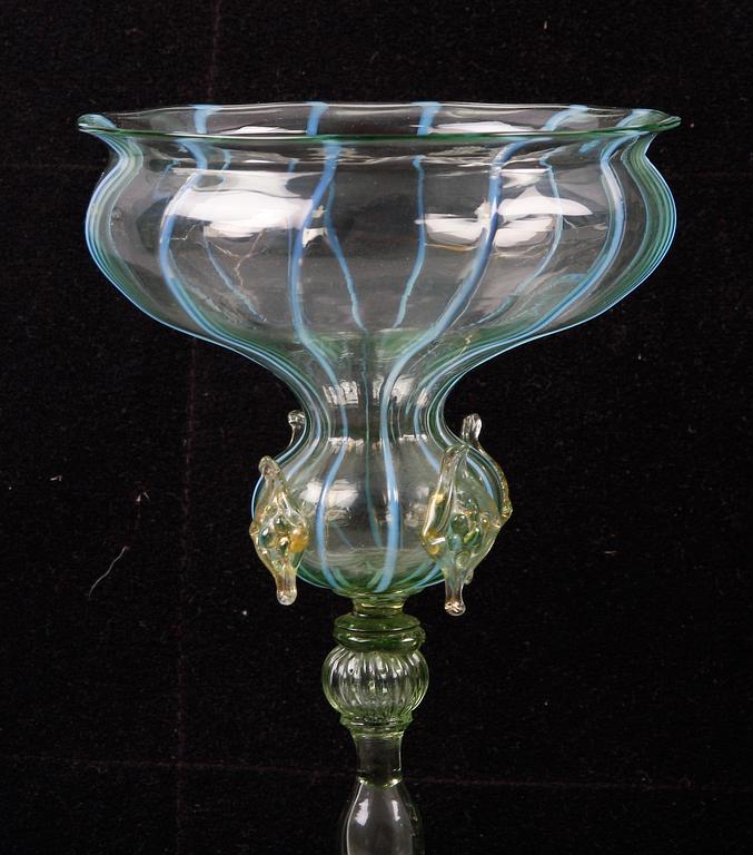POKAL, glas, möjligen Venini, Italien 1800/1900-tal.