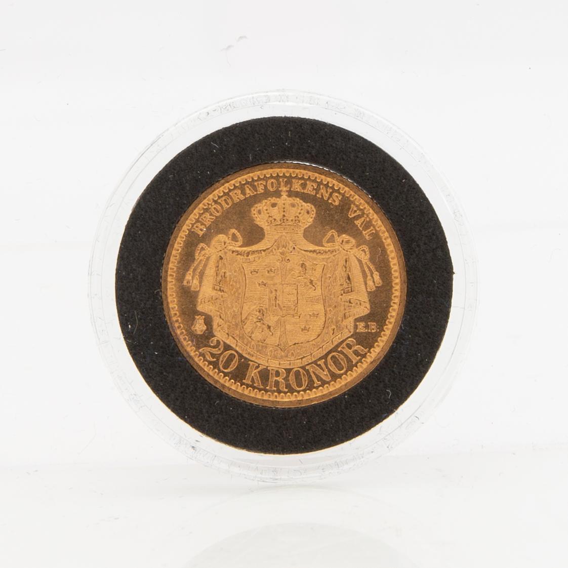 Guldmynt Sverige, Oscar II 20 kr, 1901.