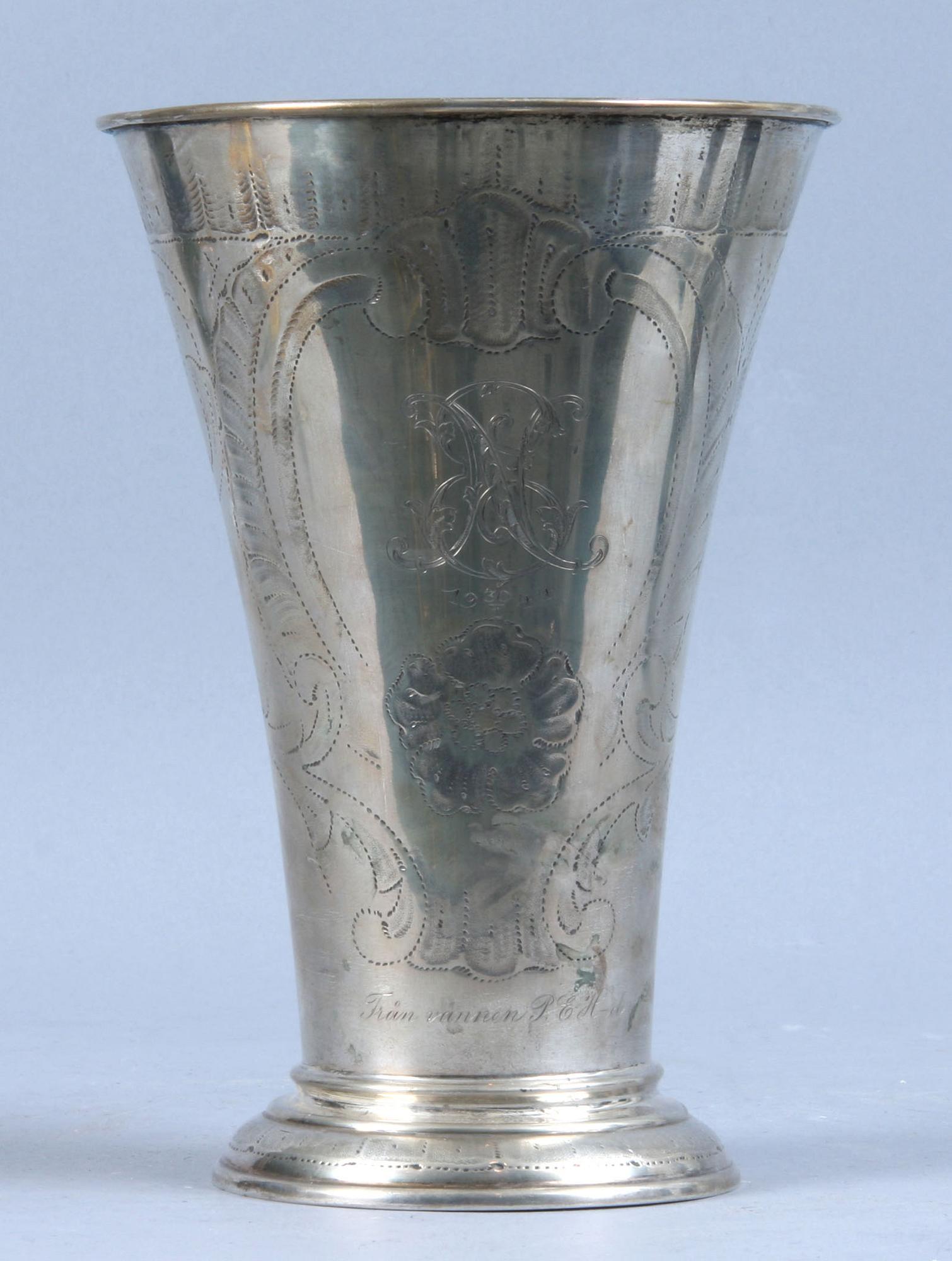 BÄGARE, silver, rokokostil, C G Hallberg, 1934. 340 gr.