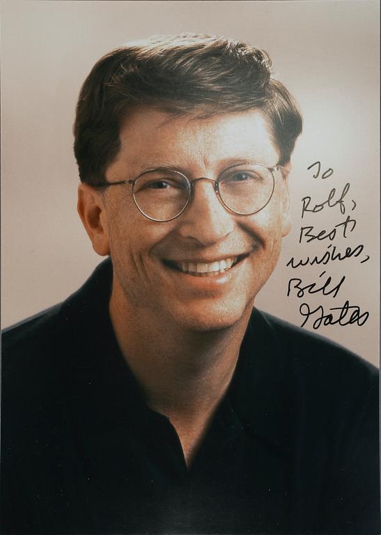 BILL GATES SAMT INGVAR KAMPRAD, bla egenhändigt signerat foto.