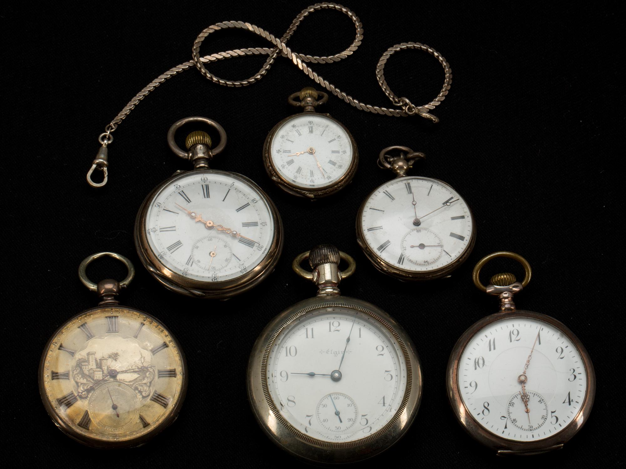 FICKUR, 6 st, 2 st silver. 1800- och 1900-tal.