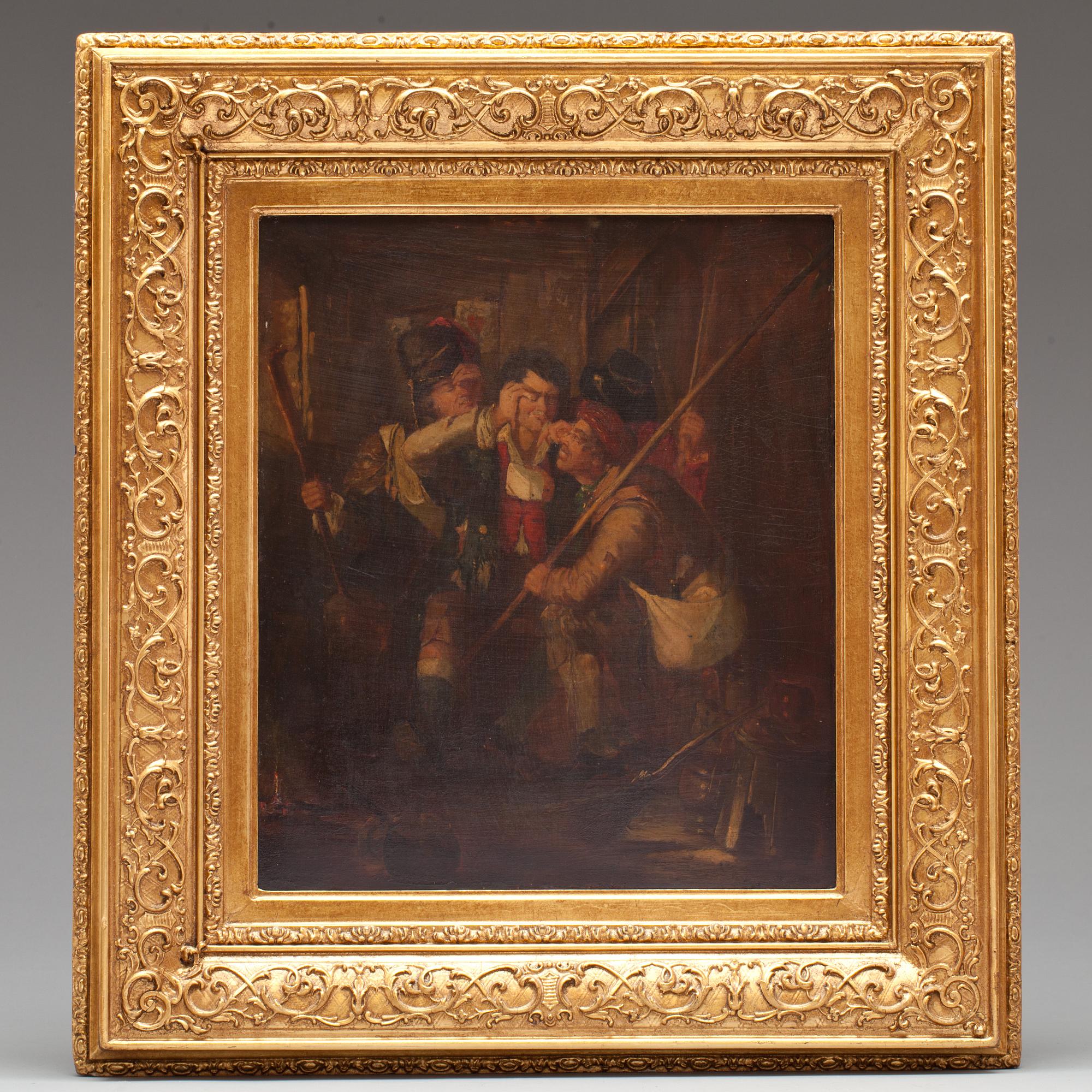 OKÄND KONSTNÄR, olja på pannå, England, 1800-tal.