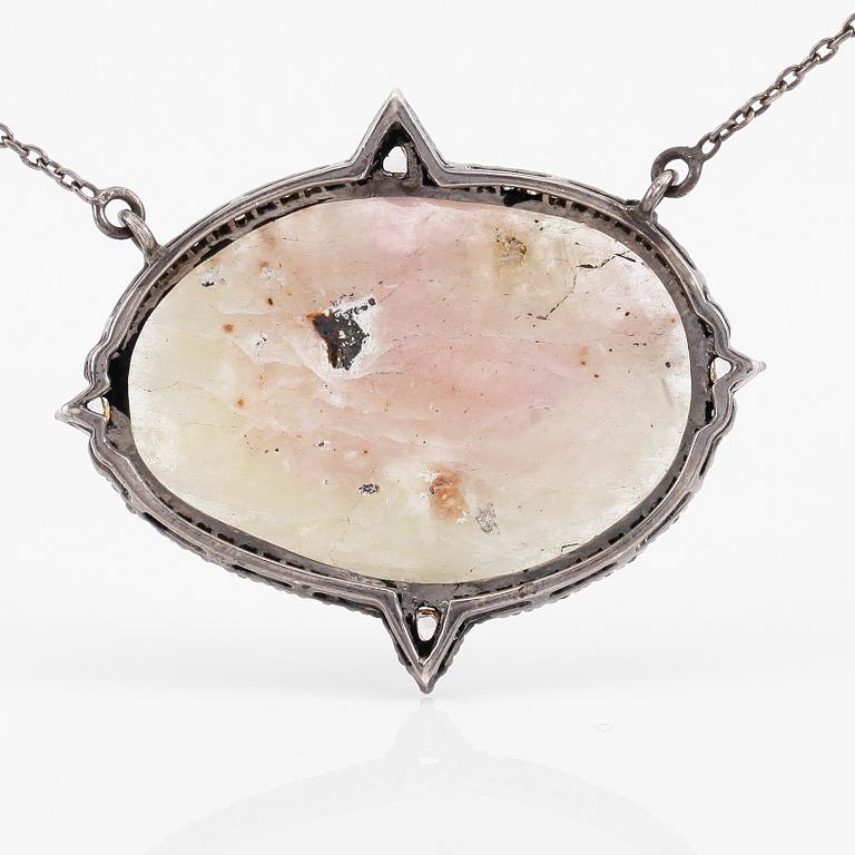 COLLIER, silver, safir och diamanter.