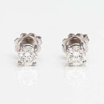 Örhängen, 18K vitguld, diamanter ca 1.04 ct tot. Med HDR Antwerp certifikat.