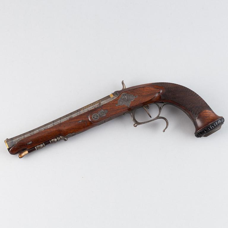 A converted Percussion pistol by Pirmet, Paris, (1779-1818).