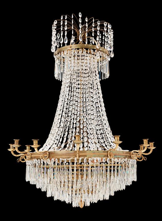 A late Empire 1830/40's twelve-light chandelier.