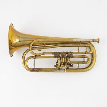 A brass horn by Ahlberg & Ohlsson, Stockholm, early 20th Century.