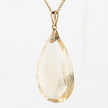 Hänge med kedja, 18K guld med brioletteslipad citrin.