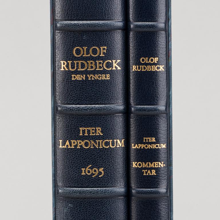 OLOF RUDBECK D.Y., efter, BOKVERK, 2 band i kassett, "Iter Lapponicum", Olof Rudbeck dy. Efter original från 1695. 1987.