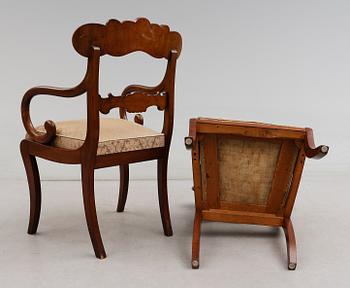 KARMSTOLAR, 1 par, Karl-Johan, 1800-talets mitt.
