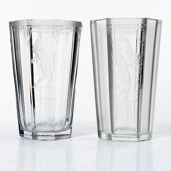 Emil Weidlich, vases, 2 pcs, Elme glassworks, 1930s.