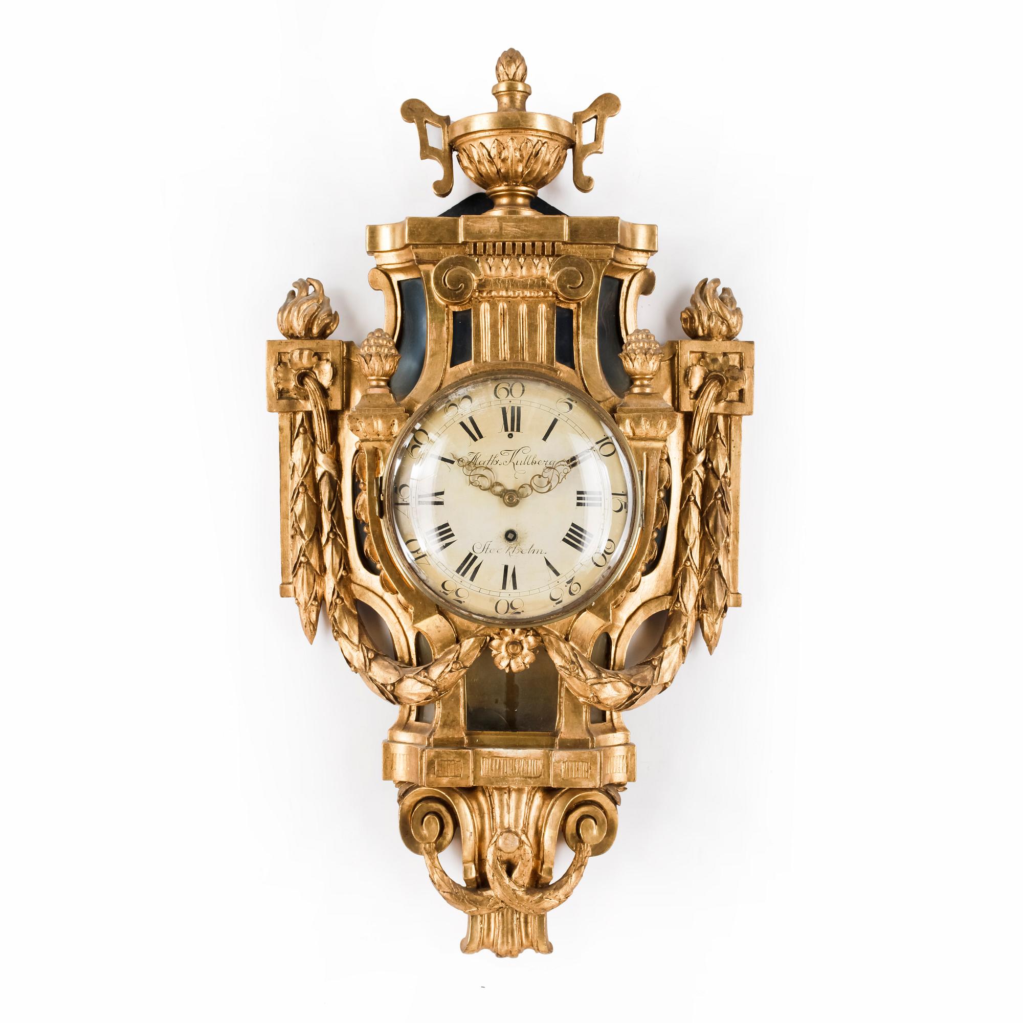 VÄGGPENDYL, Gustaviansk, Mathias Kullberg ( verksam i Stockholm 1775 - 1799 ).