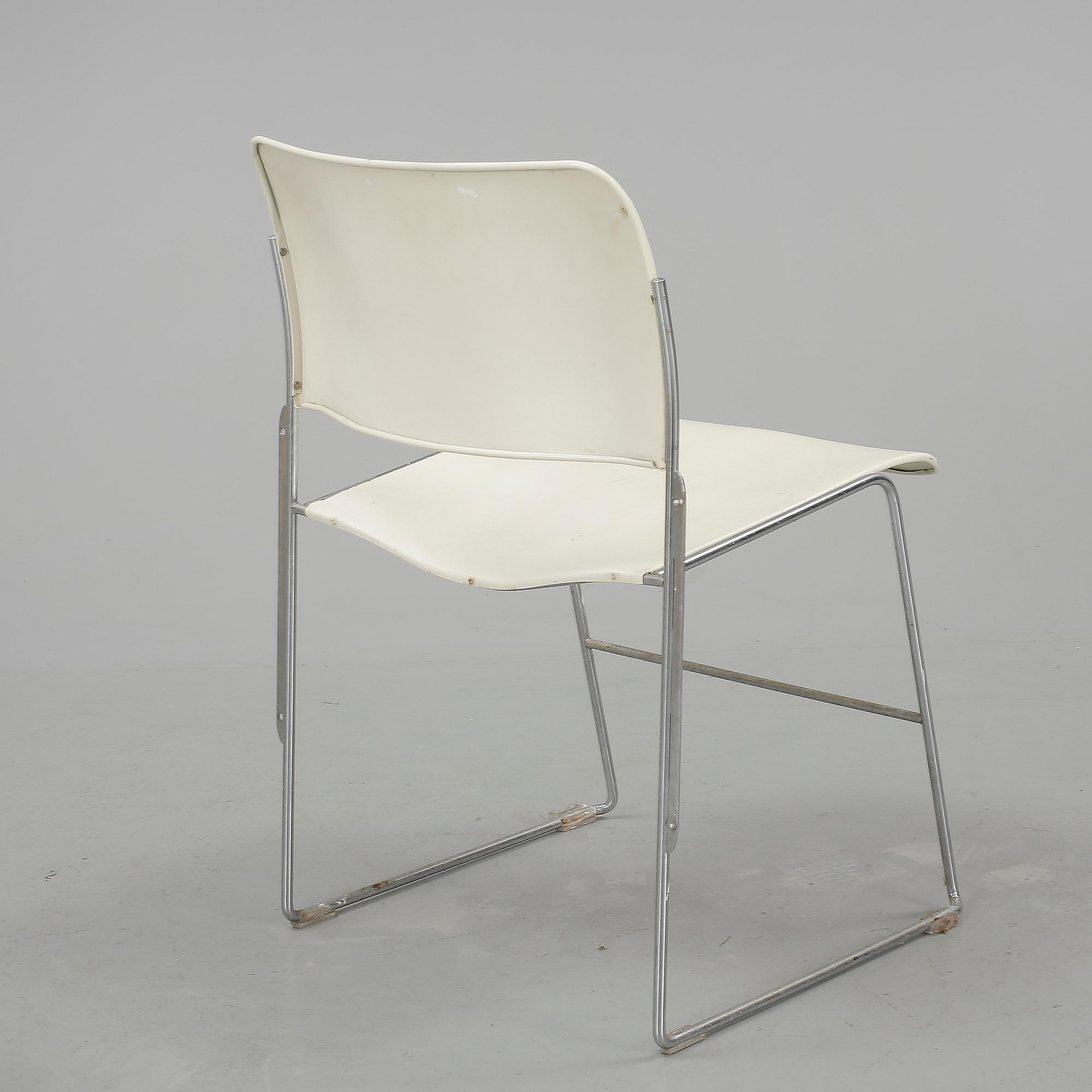 STOLAR, 8 st, metall, design: David Roland, 1900-talets andra hälft.