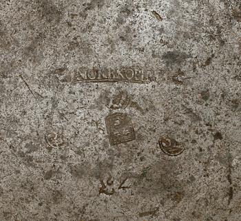 GRÖTSKÅL MED LOCK, tenn, Sven Ekström, Norrköping 1841.