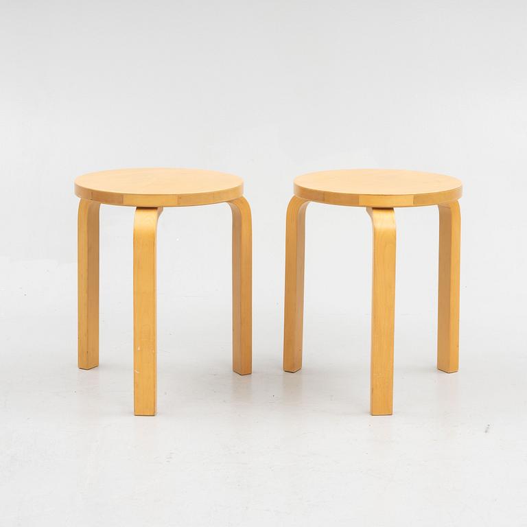 Alvar Aalto, furniture group, table model 81 B, 4 chairs and two stools, Artek, Finland, second half of the 20th century.