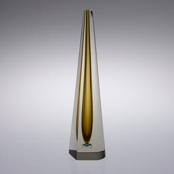 SKULPTUR, glas, "Obelisk", signerad K. Franck, Notsjö -64.