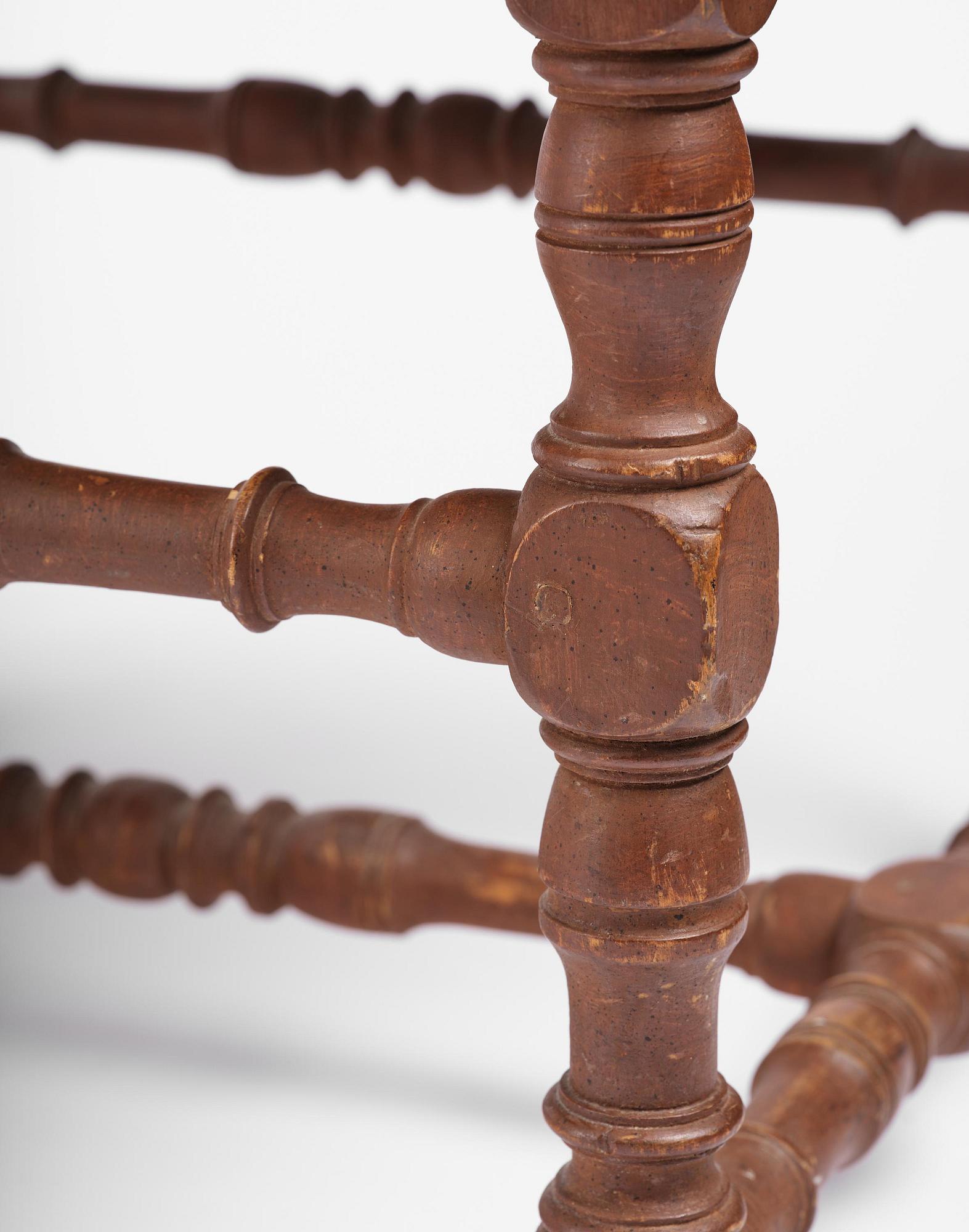 A pair of Swedish baroque stools, circa 1700.