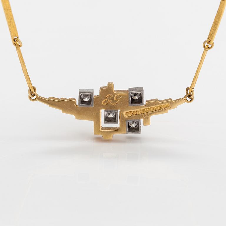Björn Weckström, An 18K gold necklace "Pointy mountains" with brilliant-cut diamonds ca. 0.25 ct in total. Lapponia 1983.