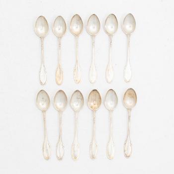 W.A. Bolin, Twelve silver mocha spoons, model F, Stockholm 1931.