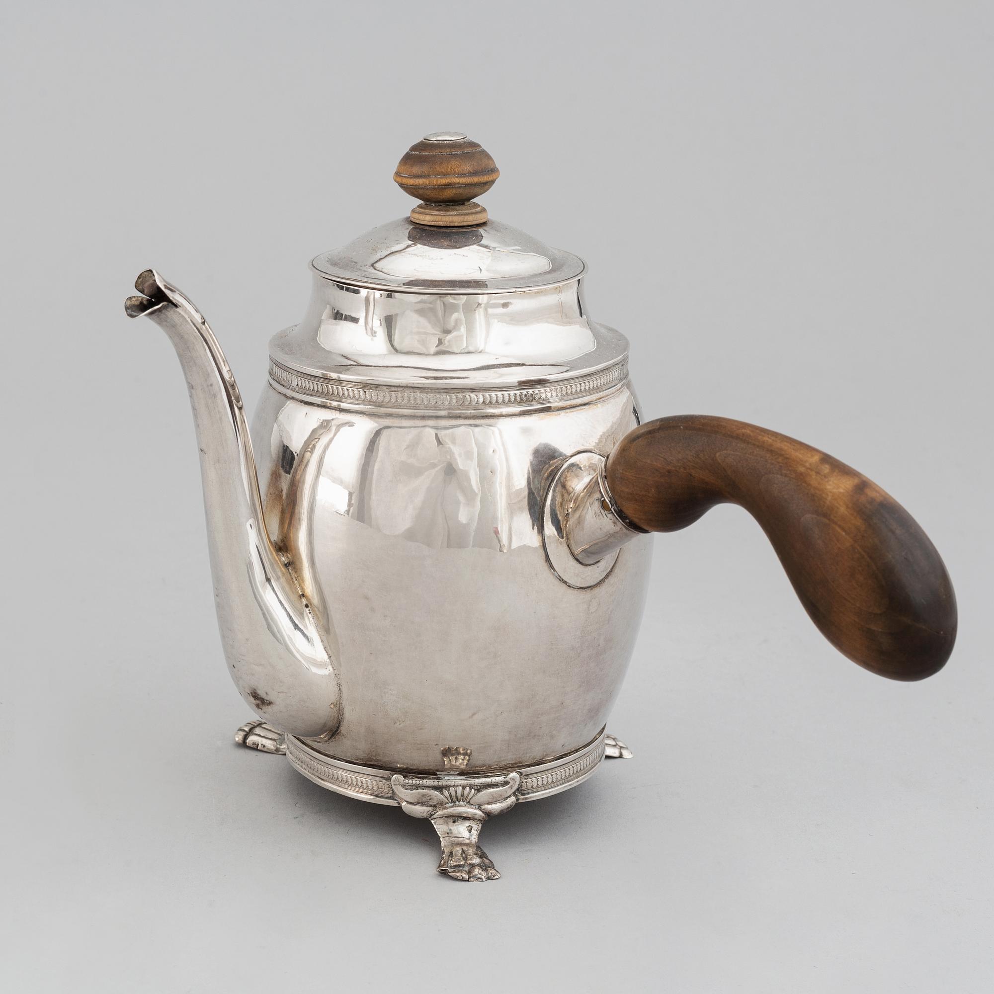 A swedish silver coffee-pot, mark of Carl Gustaf Hjulström, Köping 1838.