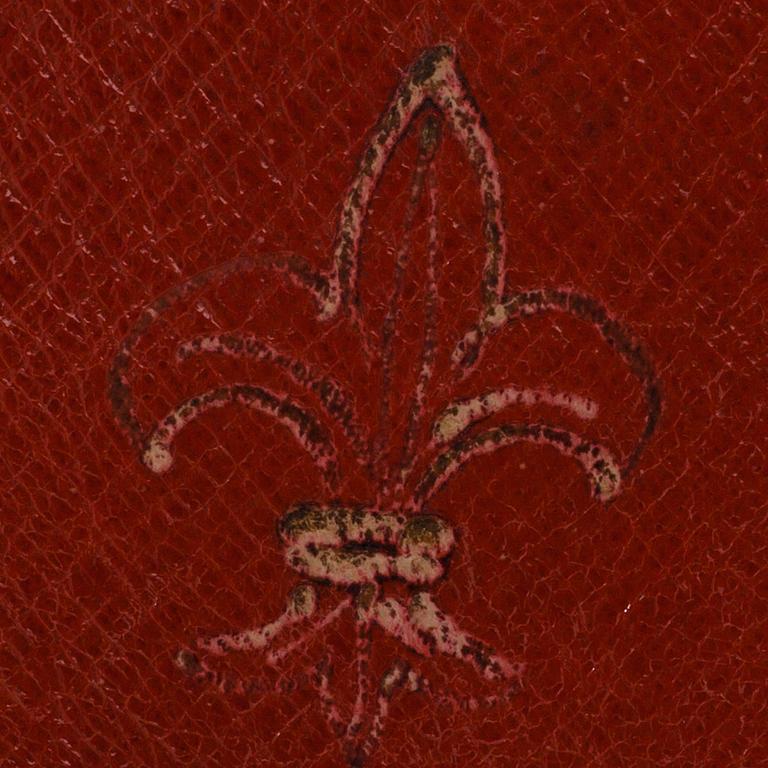 ETUI FÖR HANDSKAR, rött skinn, ca 1900.