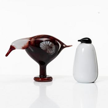 Oiva Toikka, two glass birds, Nuutajärvi, Iittala, finland.
