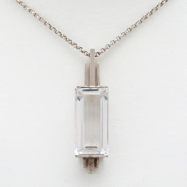 Stigbert, necklace of silver and step-cut rock crystal, Heribert Engelbert Stockholm 1944.