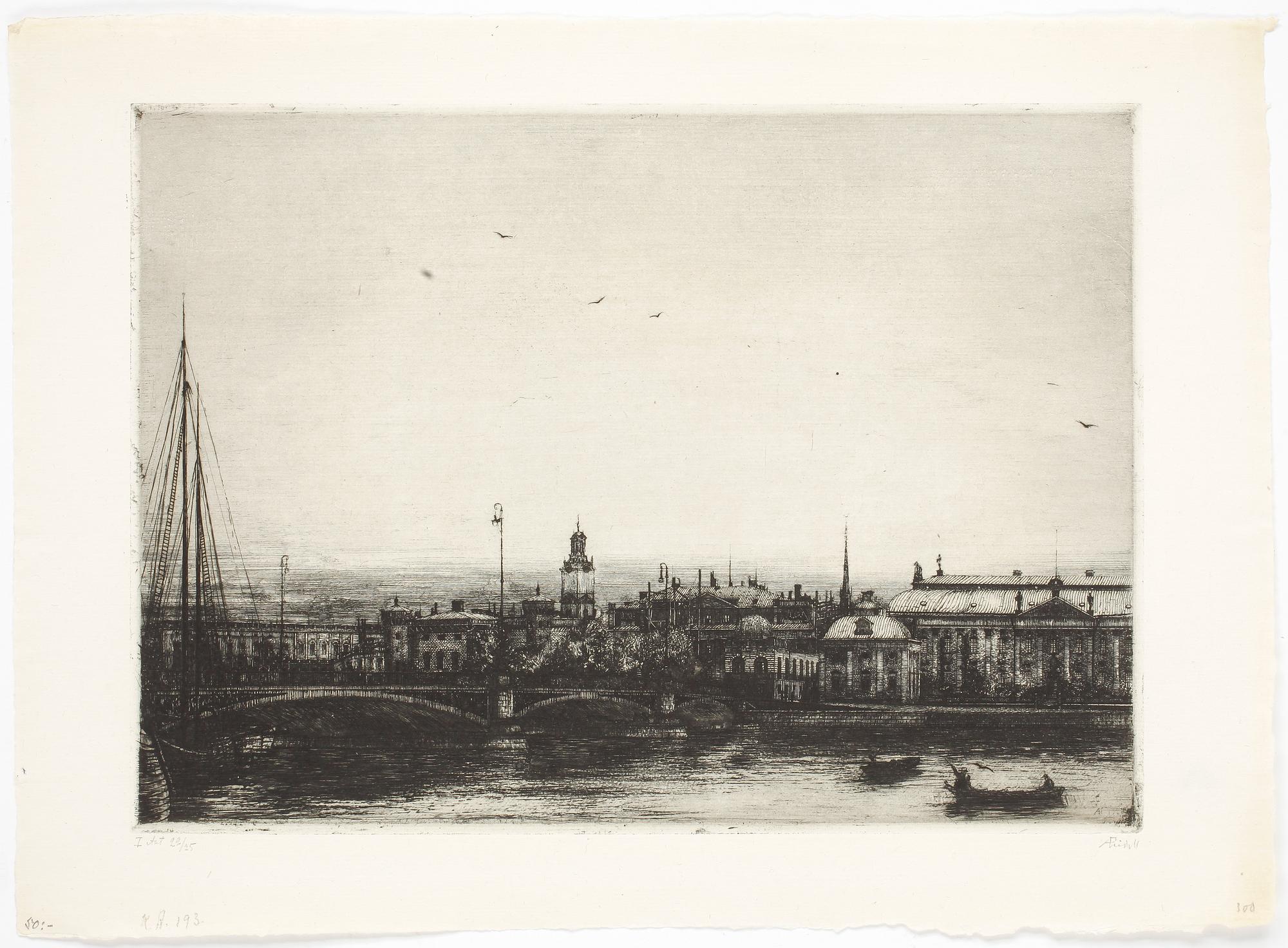 AXEL FRIDELL, etsning, Stockholm 1925, signerad och numrerad 22/25.
