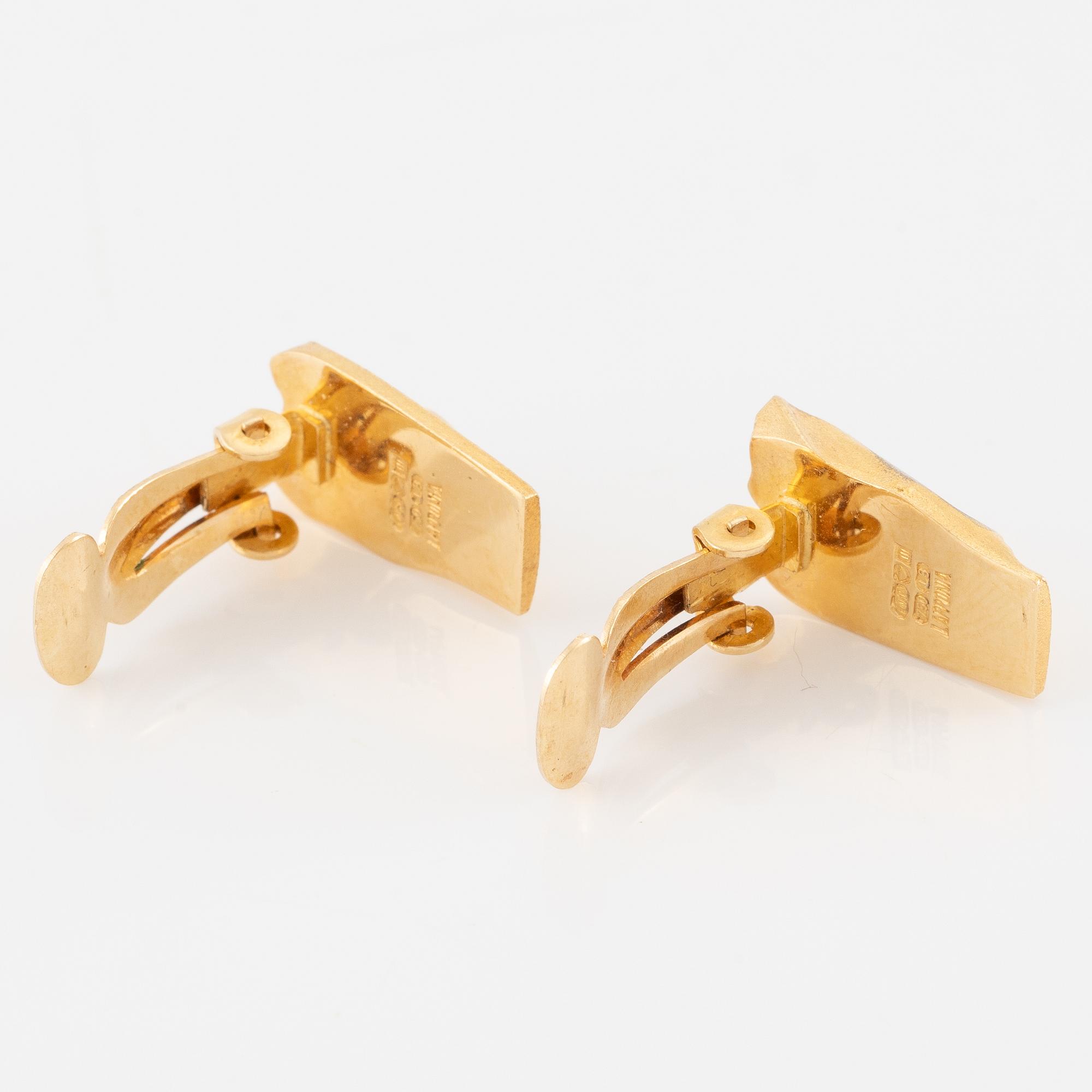 Lapponia, a pair of earrings, 18K gold with white metal likely platinum, Finland 1988.