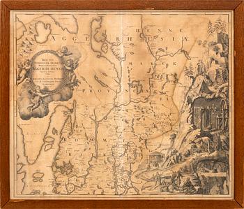 Johann Baptist Homann, karta över södra Norge, kopparstick Nürnberg 1729.