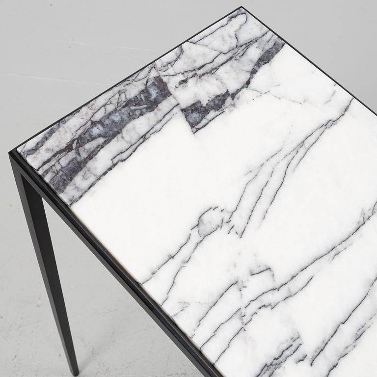 A steel and marble side table, Newport.