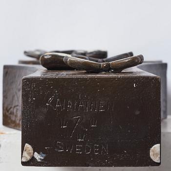 Birger Kaipiainen, a glazed ceramic sculpture of a sunflower with butterflies, Rörstrand, Sweden 1950's.