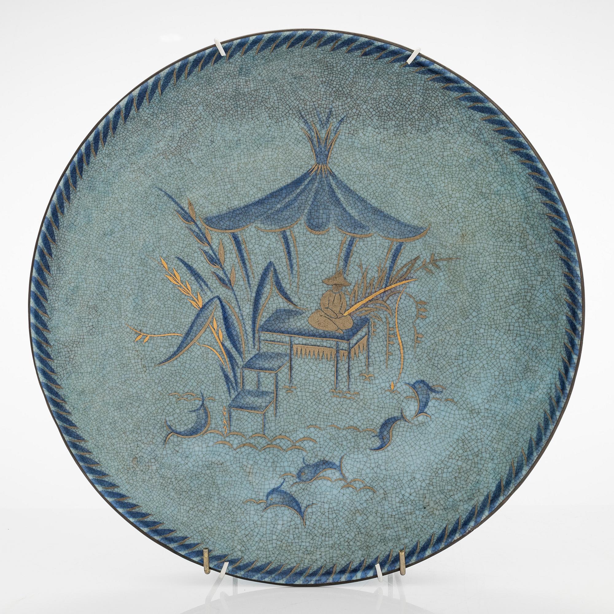 Greta-Lisa Jäderholm-Snellman, keramikfat, signerad GLJ Arabia, 1930-tal.