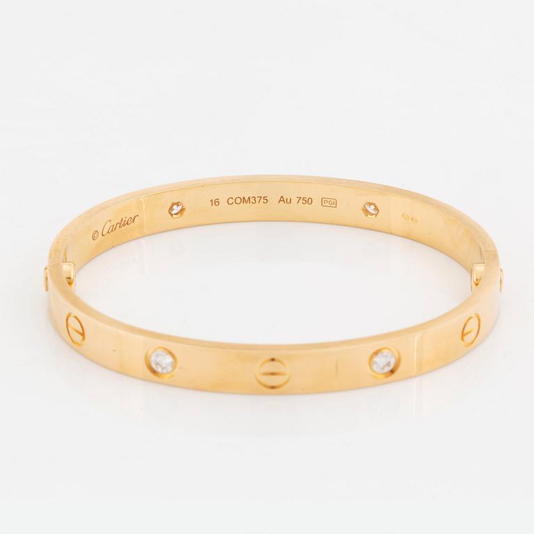 Cartier armband "Love" 18K guld med runda briljantslipade diamanter.