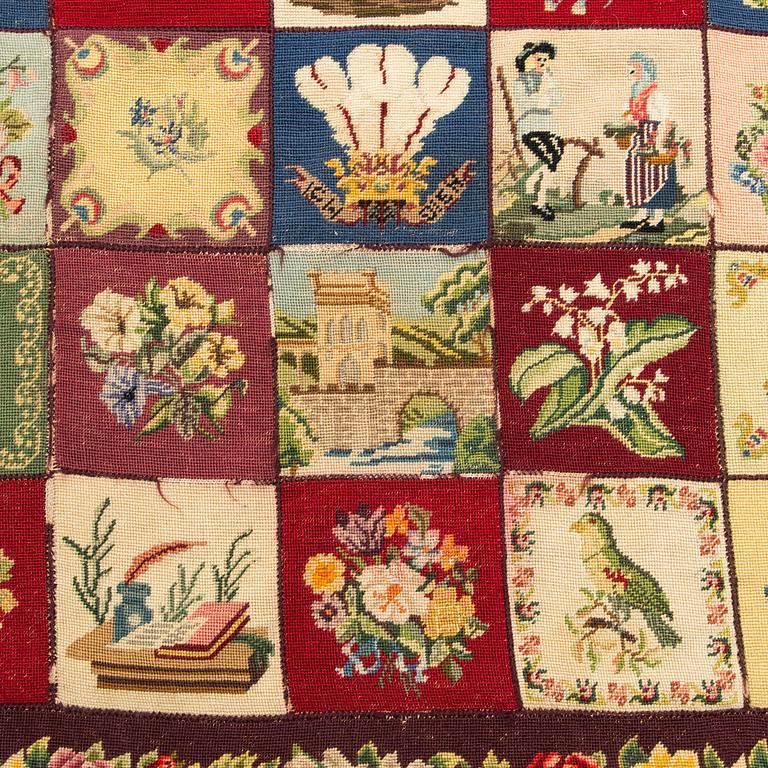 An embroided carpet, 1850-1900. Circa 195 x 130 cm.