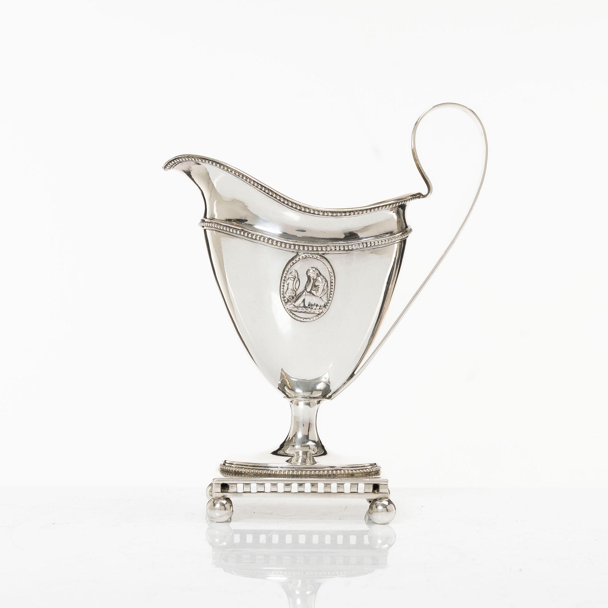 A Swedish 18th century parcel-gilt silver cream-jug, mark of Johan Schröder, Landskrona 1799.