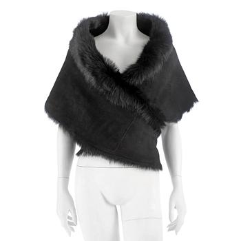 548. RALPH LAUREN, a black lambfur shawl / stola, size M.