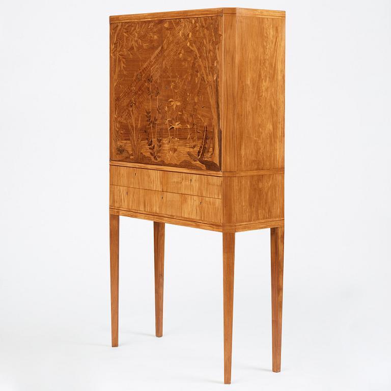 Carl Malmsten, a Swedish Modern cabinet on stand, a journeyman's masterpiece by Sven-Erik Fryklund, Sweden 1942.