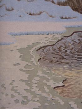 Gustaf Fjaestad, Winter landscape with sunlit watercourse.