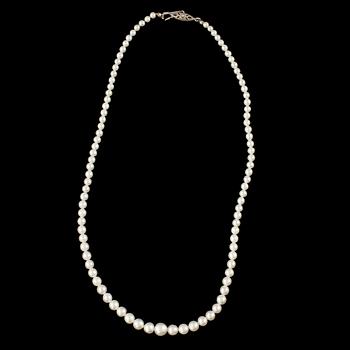 COLLIER, odlade pärlor med silverlås, 1900-tal.