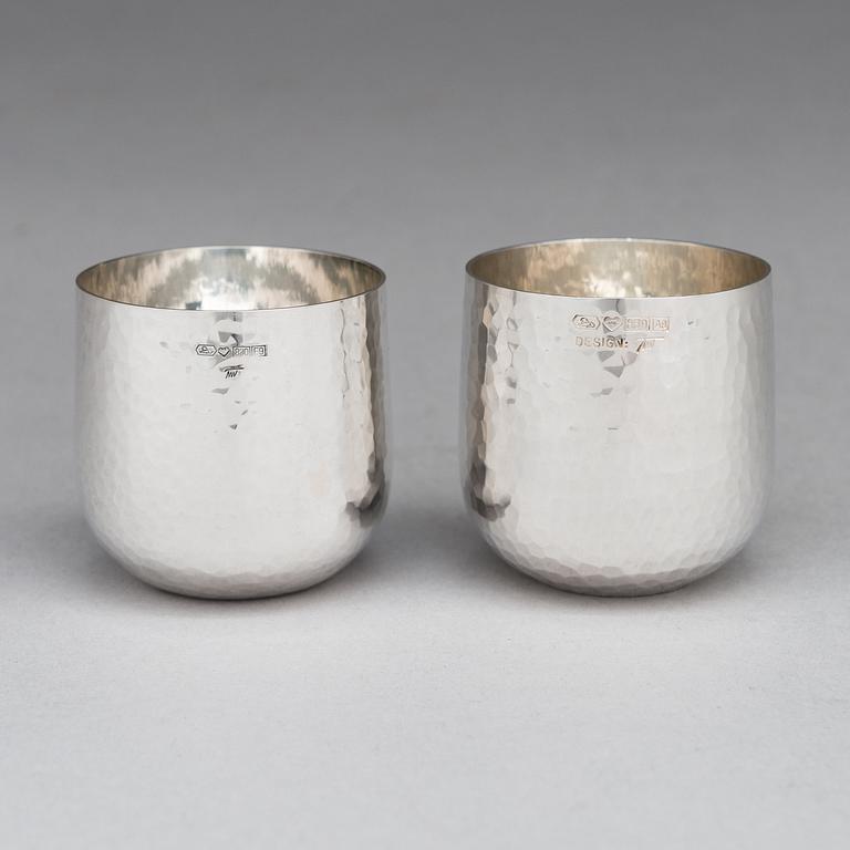 Tapio Wirkkala, An 8-piece set of silver beakers, marked TW, Kultakeskus oy, Hämeenlinna, Finland 2002 and 2009.