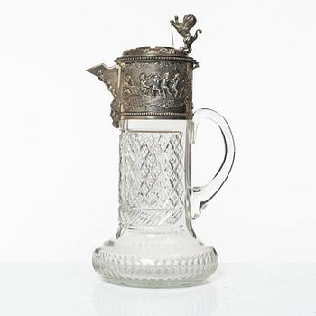 A silver and glass decanter, Topazio, Portugal, mid 20th Century.