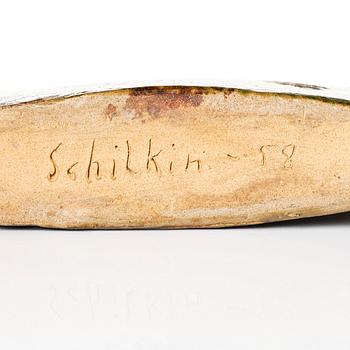 Michael Schilkin, a stoneware sculpture of a fish, Arabia, Finland 1958.