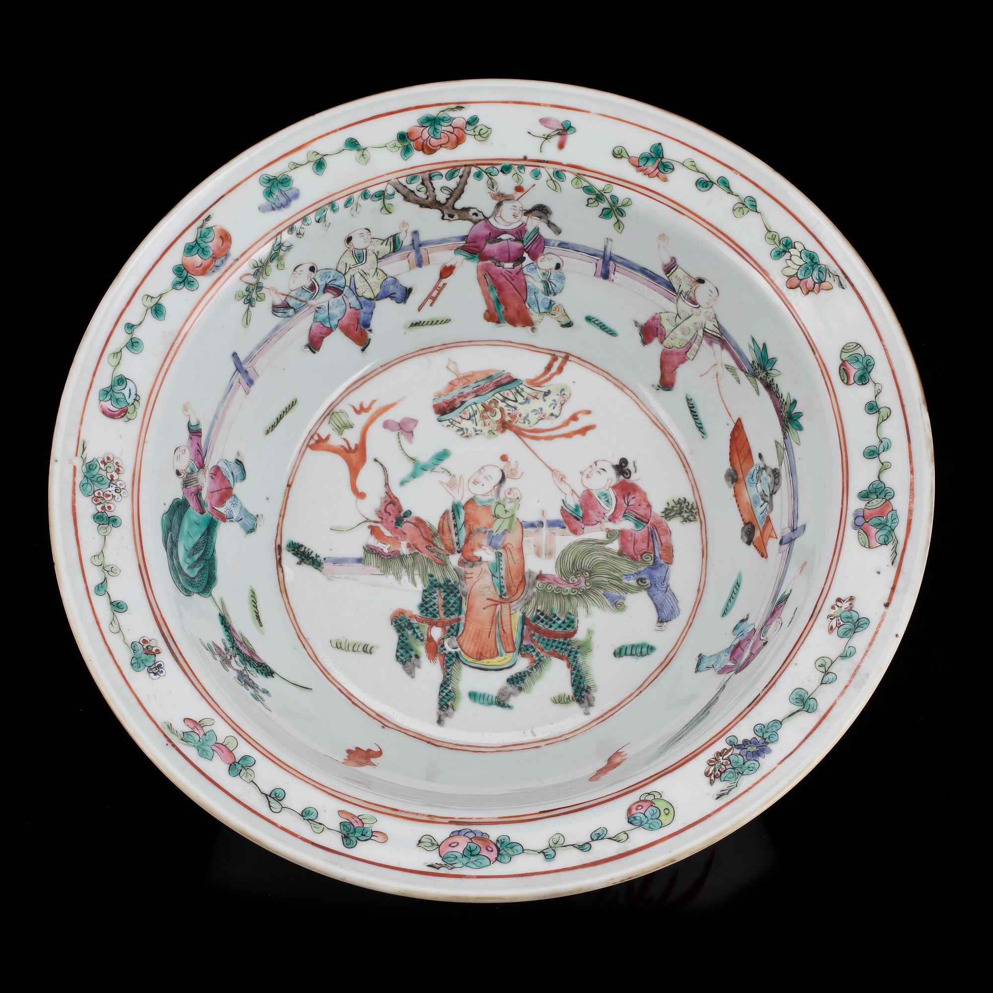 HANDFAT, porslin. Kina. Sen Qing. 1800/1900-tal.