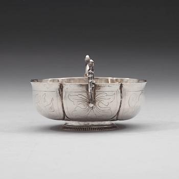 A Swedish 18th century silver brandy-bowl, mark of Peter Biörkman, Karlskrona 1748.